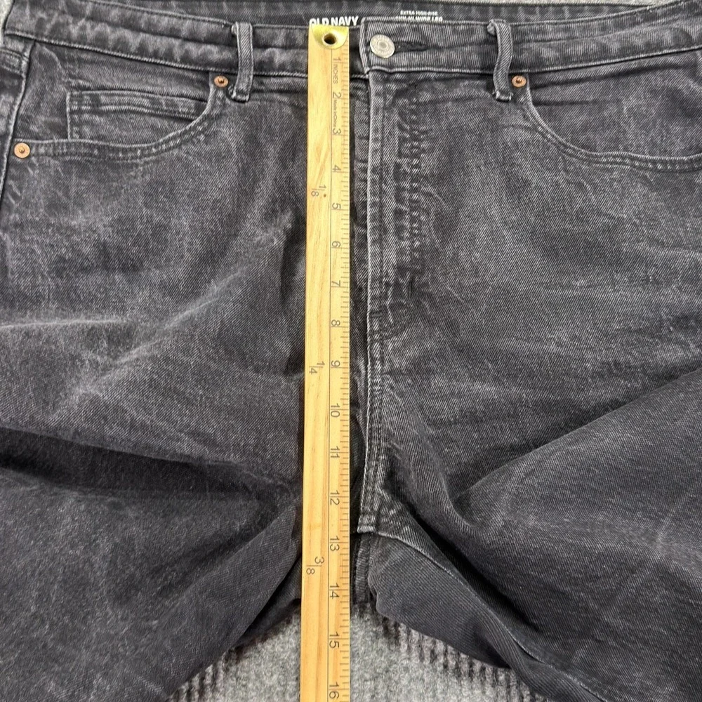 Old Navy Sky Hi Wide-Leg Jeans Womens 16 Charcoal Wash High‎ Rise Raw Hem Denim